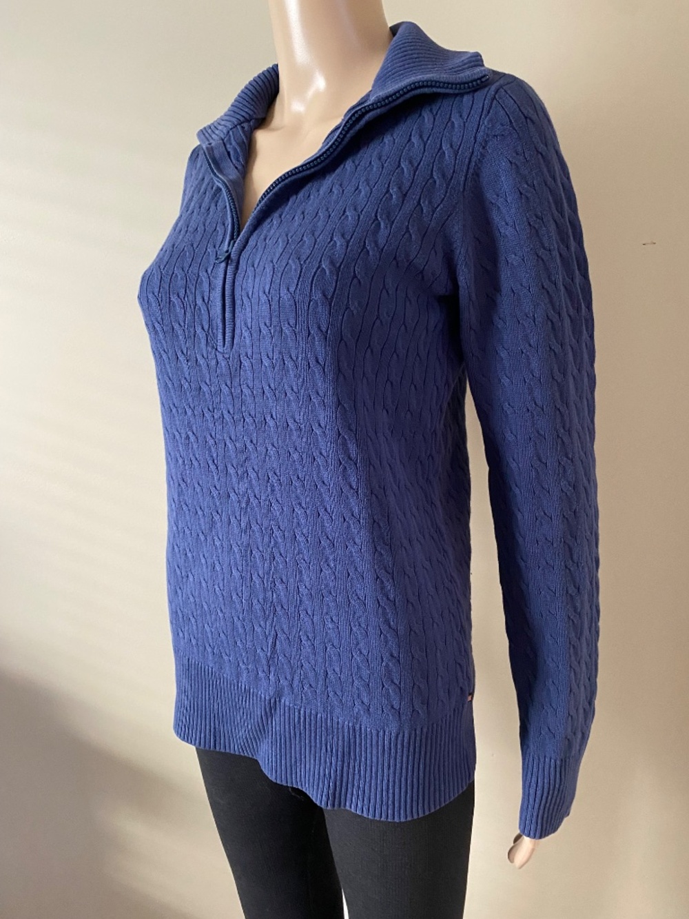 Vintage Ralph Lauren cable knit half zipper blue sweater, women’s medium - Picture 2 of 6